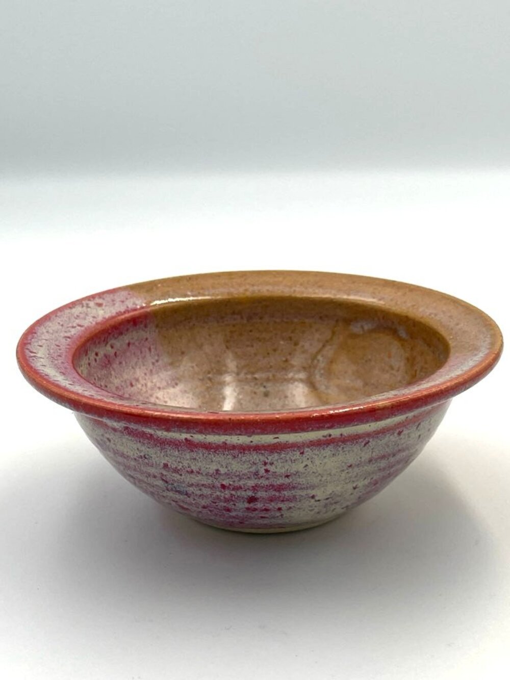 Handmade Pottery Bowl Red &‎ Brown Glazed Signed Rustic Stoneware
